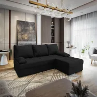 2dekans Hoekbank Rio - Zwart - Universeel - Slaapbank met opbergruimte [Niet in originele verpakking - Kans op schade]