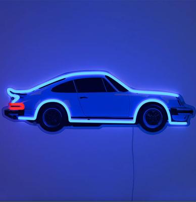 Blauwe Sportwagen - Neon LED Wandbord