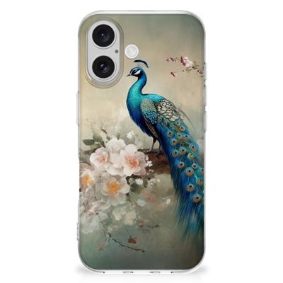TPU Hoesje voor iPhone 16 Vintage Pauwen TPU Hoesje voor iPhone 16 Vintage Pauwen