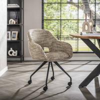 LifestyleFurn Eetkamerstoel 'Deonte' Op wieltjes, kleur Zand