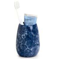 Tandenborstelhouder - keramiek - marmerlook blauw - 8 x 11 cm Tandenborstelhouder - keramiek - marmerlook blauw - 8 x 11 cm