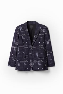 Blazer met collage van krantenknipsels - BLACK - M