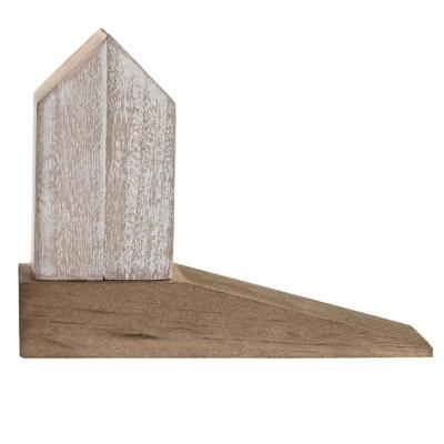Deurstopper beachhouse - huis - donkerbruin - hout - 16 x 6 x 12 cm