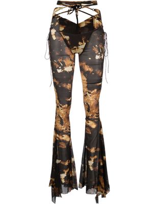 KNWLS pantalon imprimé à découpes - Noir