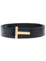 TOM FORD ceinture en cuir à boucle logo - Noir