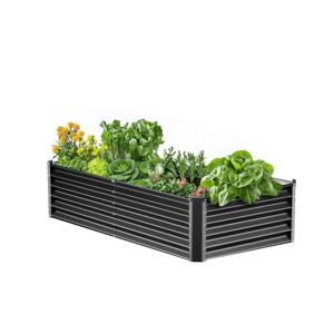 VEVOR verhoogde plantenbak metalen plantenbak 180x90x60cm donkergrijs