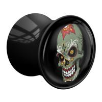 Double Flared Plug met Doodshoofddesign Acryl Tunnels & Plugs - thumbnail