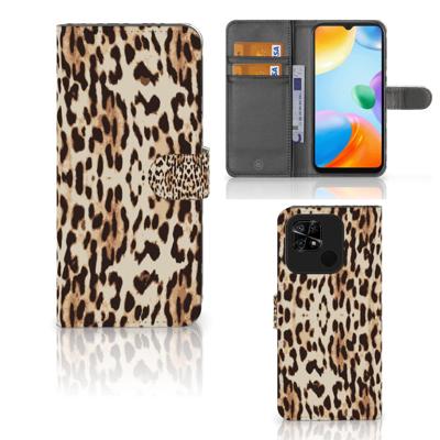 Xiaomi Redmi 10C | Telefoonhoesje | Met pasjeshouder | Leopard