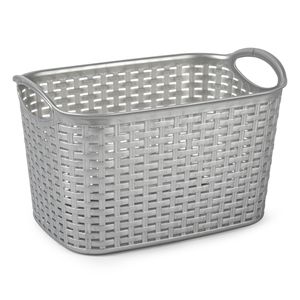Opbergmand/kastmandje - 6,4 liter - zilver - kunststof - 19 x 29 x 18 cm