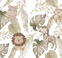 Junglepatroon babykamer behang