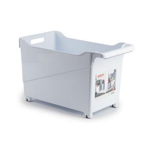 Opslag/opberg trolley container - wit - op wieltjes - L45 x B24 x H27 cm - kunststof   -