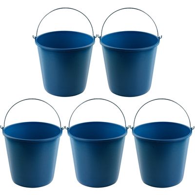 5x Blauwe schoonmaakemmers/huishoudemmers 16 liter 32 x 28 cm