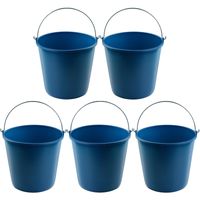 5x Blauwe schoonmaakemmers/huishoudemmers 16 liter 32 x 28 cm