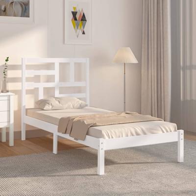Bedframe massief hout wit 75x190 cm