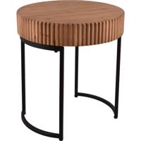 Ronde Bijzettafel Zwart Bruin - Metaal en Hout Design