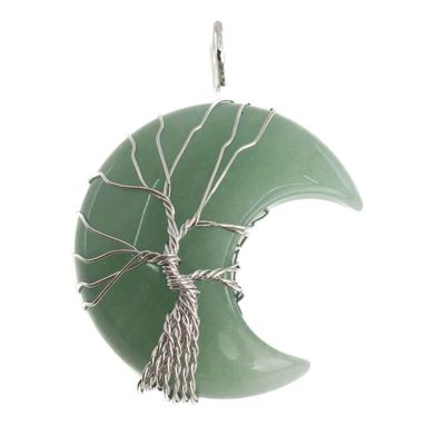 Edelsteen Hanger Levensboom Maan Groene Aventurijn (4 cm)