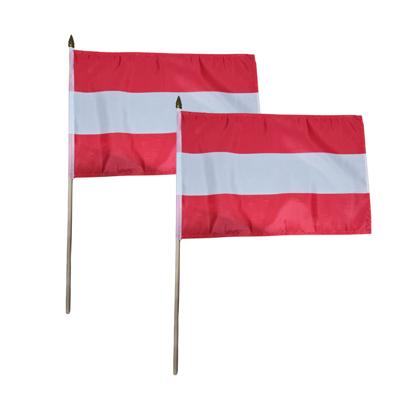 Zwaaivlag/handvlag Oostenrijk - 2x - 30 x 45 cm - op houten stok - Versiering landen