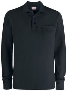 Clique 028235 Basic Polo LS Pocket - Zwart - XXL