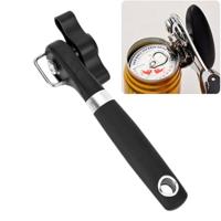 Één handvat professionele ergonomische handmatige kant Cut blikopener fles Opener (zwart)