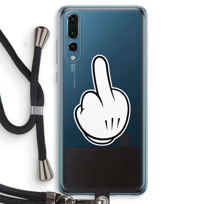 Middle finger black: Huawei P20 Pro Transparant Hoesje met koord