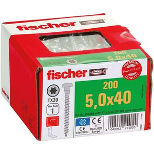 Fischer 652880 Verzinkkopschroef 5 mm 40 mm T Galvanisch verzinkt 200 stuk(s)