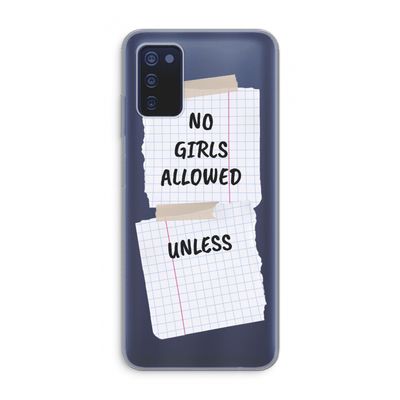 No Girls Allowed Unless: Samsung Galaxy A03s Transparant Hoesje
