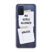 No Girls Allowed Unless: Samsung Galaxy A03s Transparant Hoesje