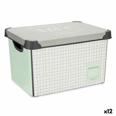 Opbergbak met Deksel Home Vierkant Grijs Plastic 17 L 28 x 22 x 37 cm (12 Stuks)