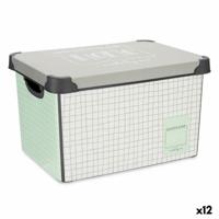 Opbergbak met Deksel Home Vierkant Grijs Plastic 17 L 28 x 22 x 37 cm (12 Stuks)
