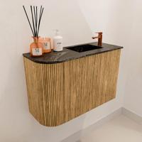 Toiletmeubel Mondiaz Joya Dlux | 61.6 cm | Meubelkleur Oak | Faye wastafel Lava Wasbak Rechts | 1 kraangat