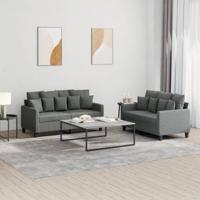 2-delige Loungeset met kussens stof donkergrijs