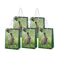 Set van 8x stuks papieren pasen giftbags/cadeau tasjes haas 18 x 23 x 8 cm