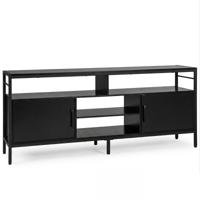 TV-Kast voor TV's van 65 Inch Lowboard met 2 Kasten en 4 Open Planken TV-Tafel met Verhoogde Metalen Poten TV-Kast voor de Woonkamer-Zwart
