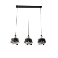 QAZQA Hanglamp zwart met smoke glas 30 cm langwerpig 3-lichts - Kevin - thumbnail