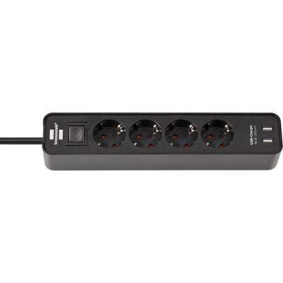 Ecolor stekkerdoos 4-voudig + 2x USB Stekkerdoos