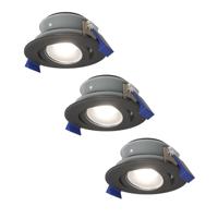 Set van 3 Lima LED inbouwspots - 4 Watt 345 Lumen - 6500K daglicht wit - GU10 - Dimbaar - Rond - Kantelbaar - IP65 Waterdicht - Zwart - Voor binnen, buiten en badkamer