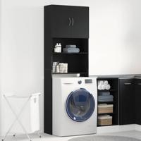 Wasmachinekast 64x24x190 cm spaanplaat zwart eikenkleurig