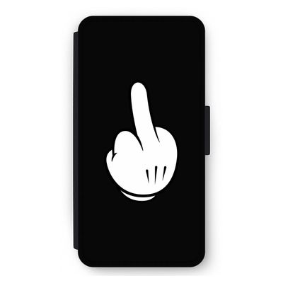Middle finger black: iPhone 12 Pro Max Flip Hoesje