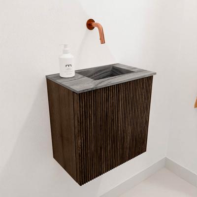 Toiletmeubel Mondiaz Joya Dlux | 40 cm | Meubelkleur Walnut | Faye wastafel Sombra Wasbak Rechts | Zonder kraangat(en)