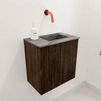 Toiletmeubel Mondiaz Joya Dlux | 40 cm | Meubelkleur Walnut | Faye wastafel Sombra Wasbak Rechts | Zonder kraangat(en)