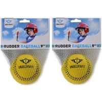 Honkbal - 2x - geel - rubber - 9 cm - honkballen - baseball - speelbal