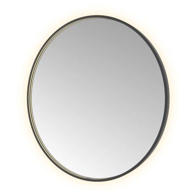 Spiegel Hotbath &MORE 100x100 cm LED-Verlichting Spiegelverwarming Rond Geborsteld Zwart PVD