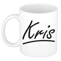 Kris Naam koffiemok - beker - met sierlijke letters - wit - 300 ml - Cadeau - Heren
