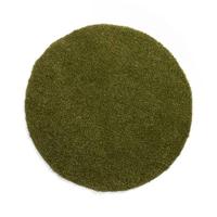 Tapeso Hoogpolig vloerkleed shaggy Trend effen rond - groen - 200 cm