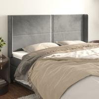 Hoofdbord met randen 183x16x118/128 cm fluweel lichtgrijs