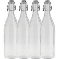 4x Stuks glazen fles transparant met beugeldop 1000 ml