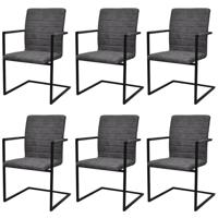 Eetkamerstoelen 6 st kunstleer grijs
