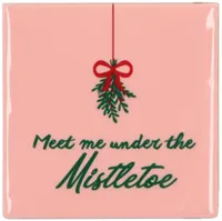 Daan Kromhout Design tegeltje keramiek mistletoe 10x10cm roze