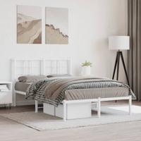 Bedframe met hoofdbord metaal wit 120x200 cm