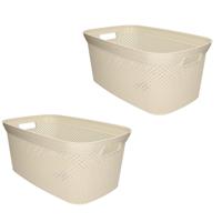 2x Beige wasmanden 35 liter 34 x 54 x 23 cm huishouden